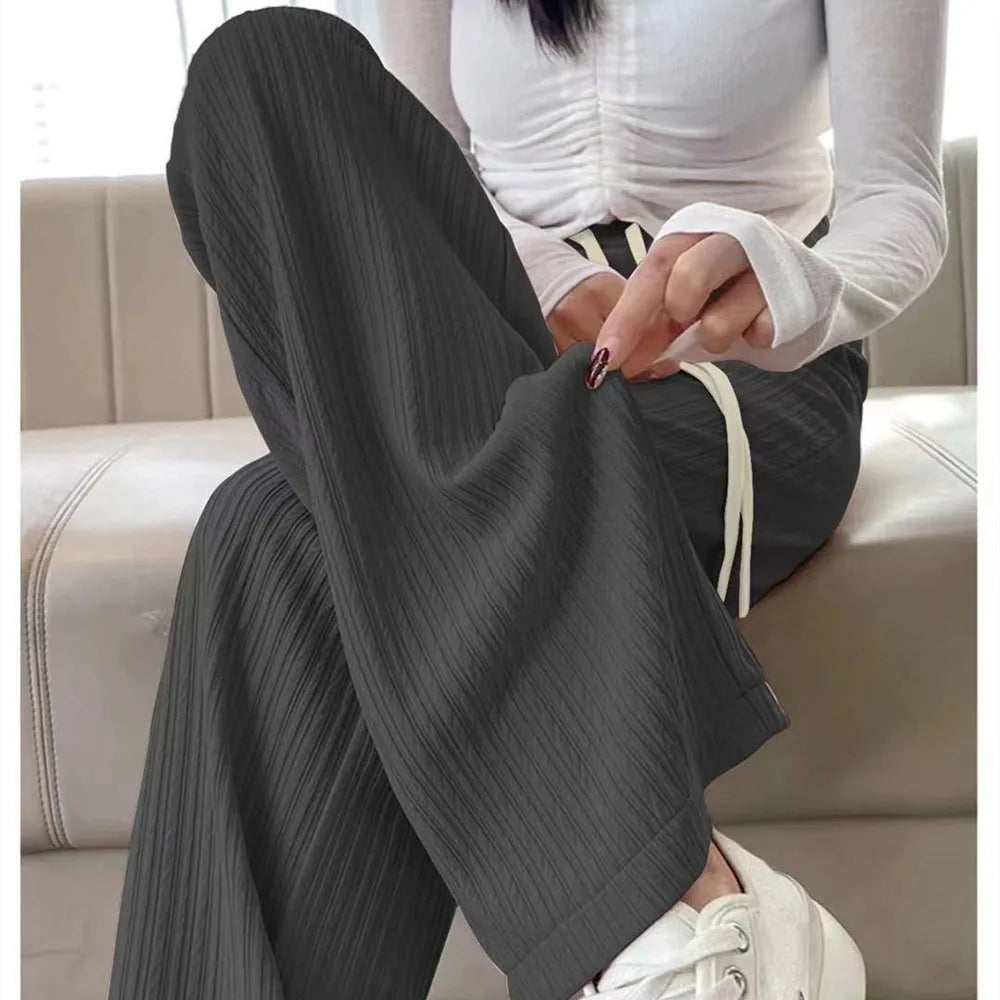 2023 New Spring And Winter Wide-leg Jeans Women Loose Straight Leg All Draped Trousers Students High-waisted Nine-point Pants