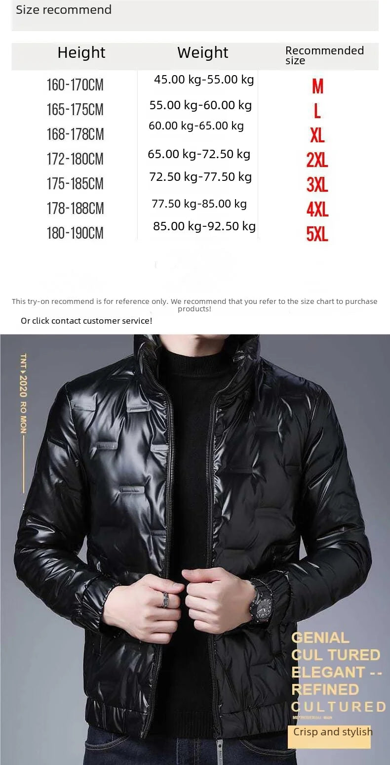 Trendy Men's Cropped Winter Jacket Lightweight Down Cotton Stand Collar Warm Casual Style Korean Version Thickened For Parkas