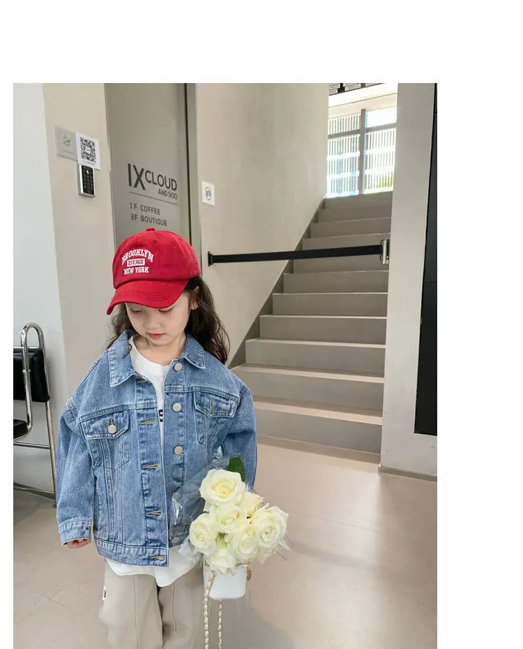 Fashion Kids Denim Jacket For Girls Coat Spring Autumn Children Outerwear Baby Casual Jackets Costume 4-12 Year