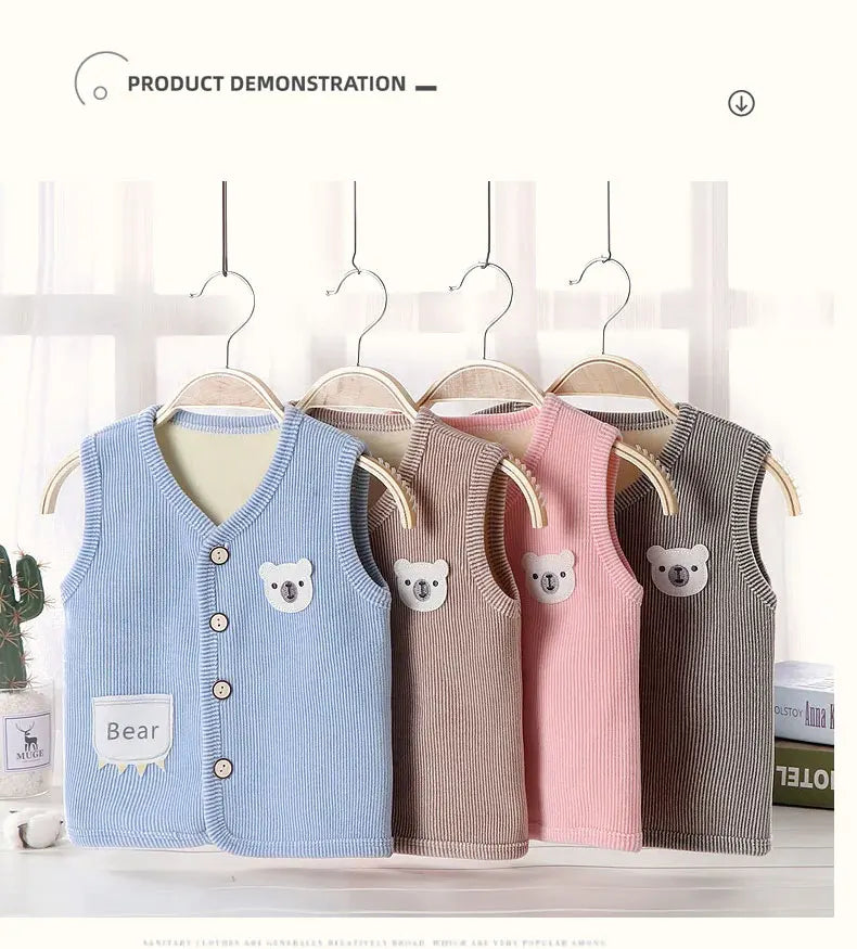 Kids Clothes Waistcoat Children's Vest Boy Girl Thicken Velvet lining Keep Warm Jackets Vest Children's Clothing Autumn Winter