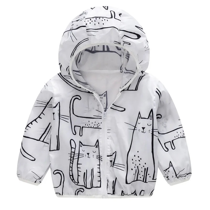 New Boys Sun Protective Jacket Thin Style Spring Summer Little Princess Coat Hooded Zipper Baby Outerwear Children's Clothing