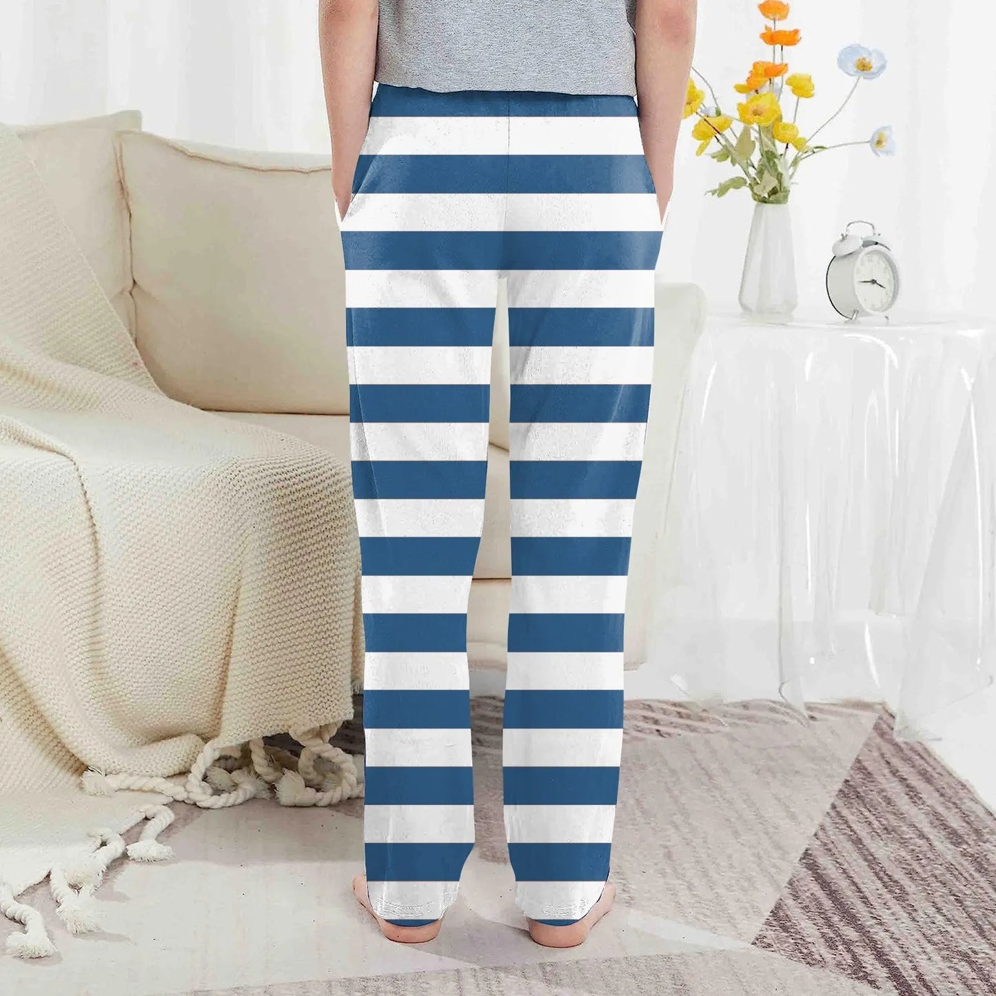 Pantalones de pijama con estampado de rayas elegantes para niños y niñas, pantalones de dormir casuales, sueltos y cómodos con bolsillos, pijamas para niños.