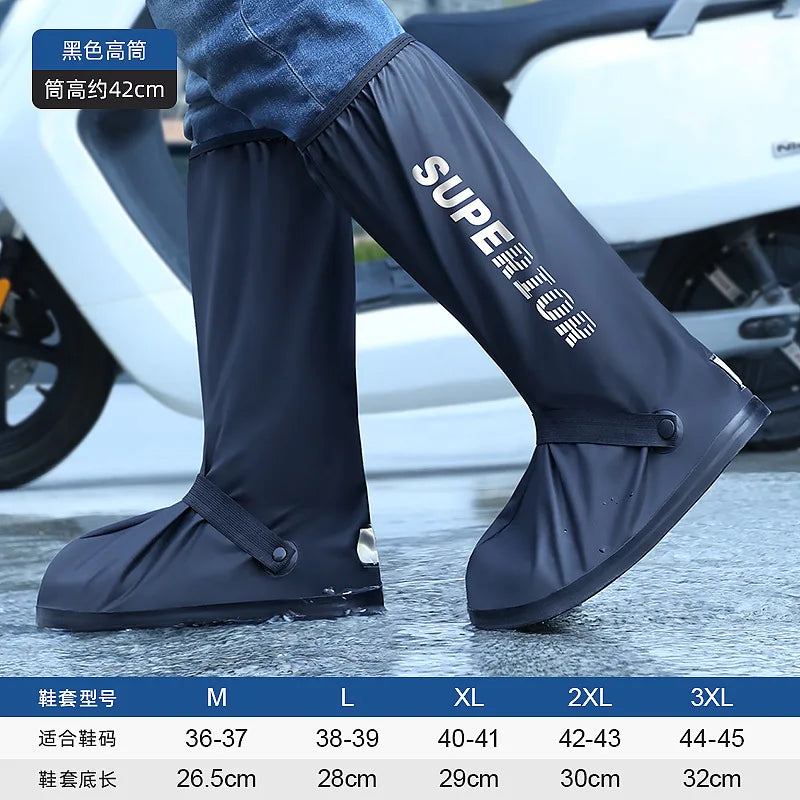Adult Waterproof Shoe Covers Outdoor Travel Rainproof Shoe Covers Bandage Style Thickened Non-slip Rain Boots Covers