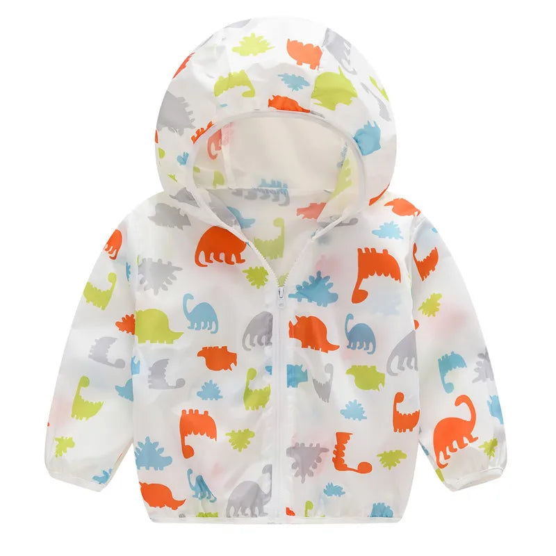 New Boys Sun Protective Jacket Thin Style Spring Summer Little Princess Coat Hooded Zipper Baby Outerwear Children's Clothing