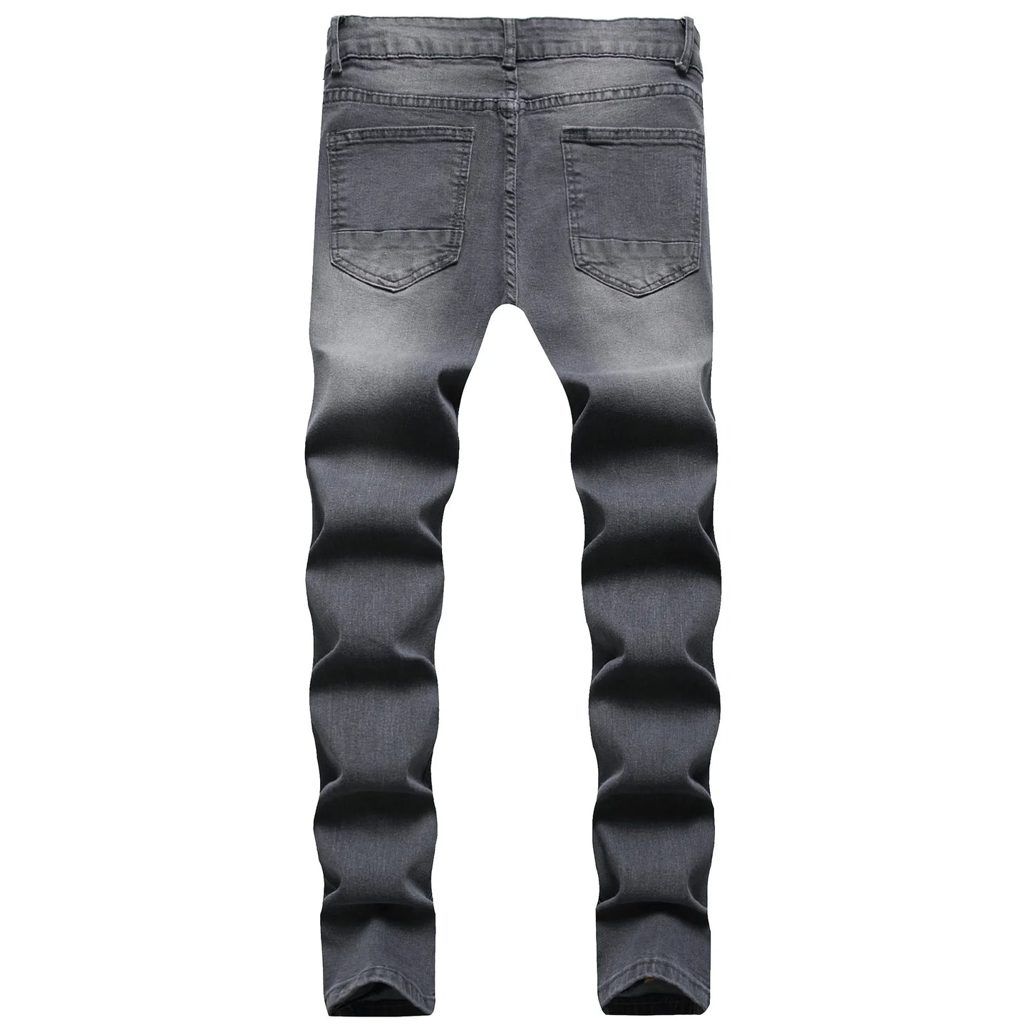 Jeans Men Hole Distressed Pencil Pants Slim Fit Vintage Zipper Fly Pockets Solid Colour Washed Denims Ankle Length Trousers 2025