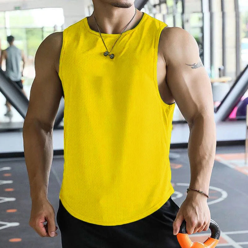 13 Color Men Vests Summer Male O-Neck Sleeveless Solid Breathable Loose Tank Tops QDH-BX1
