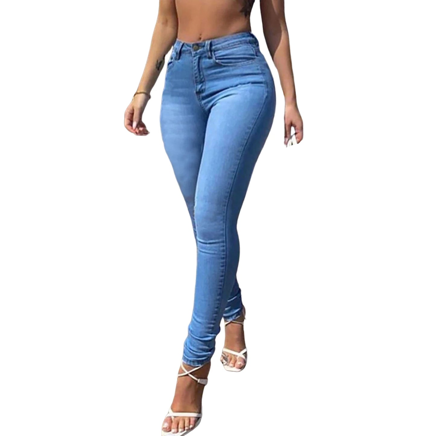 Pantalones vaqueros de cintura alta para mujer, ajustados, informales, de oficina, con realce de glúteos, elásticos, para primavera y verano 2024