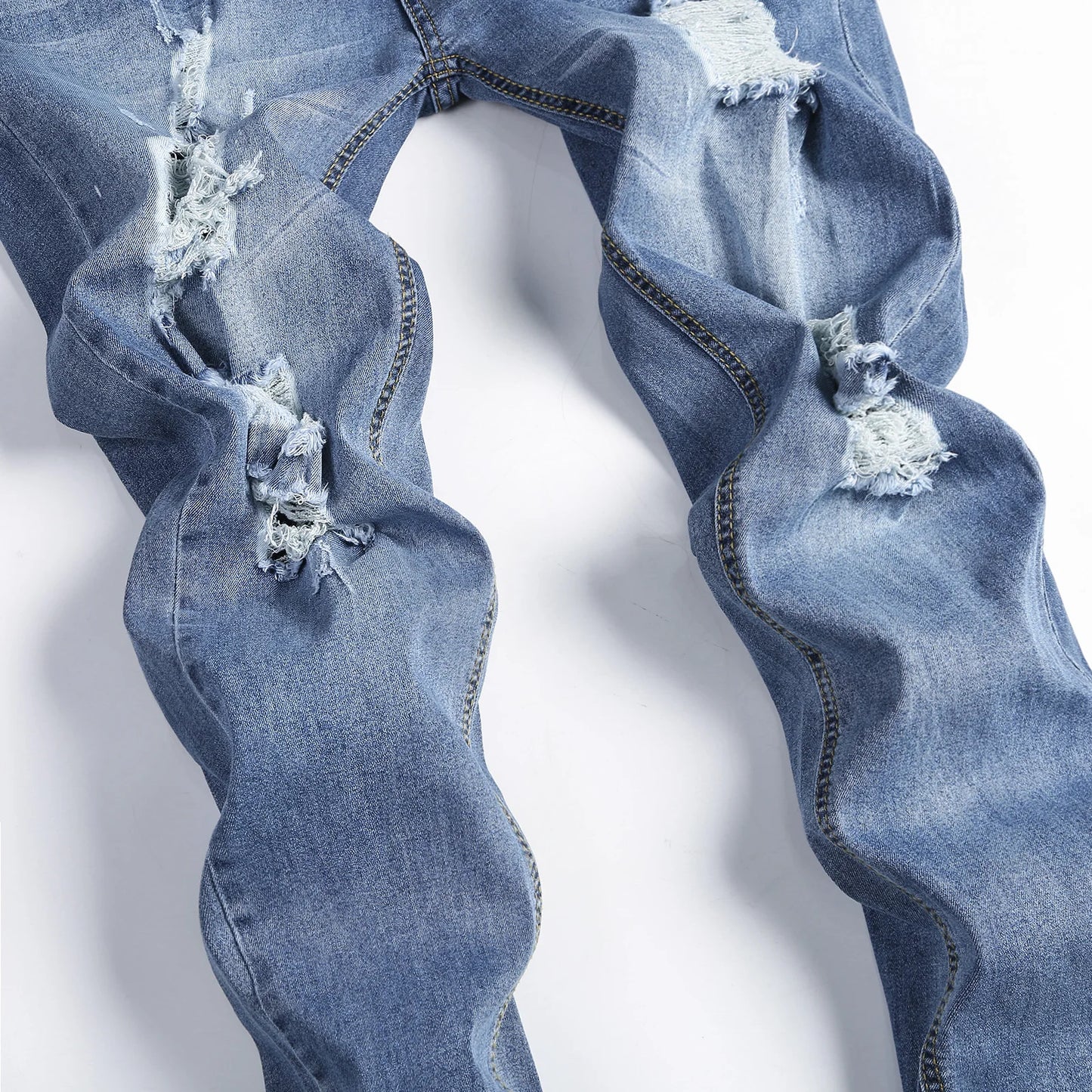 2025 New Fashion Street Style Ripped Skinny Jeans Men Vintage wash Solid Denim Trouser Mens Casual Slim fit pencil denim Pants