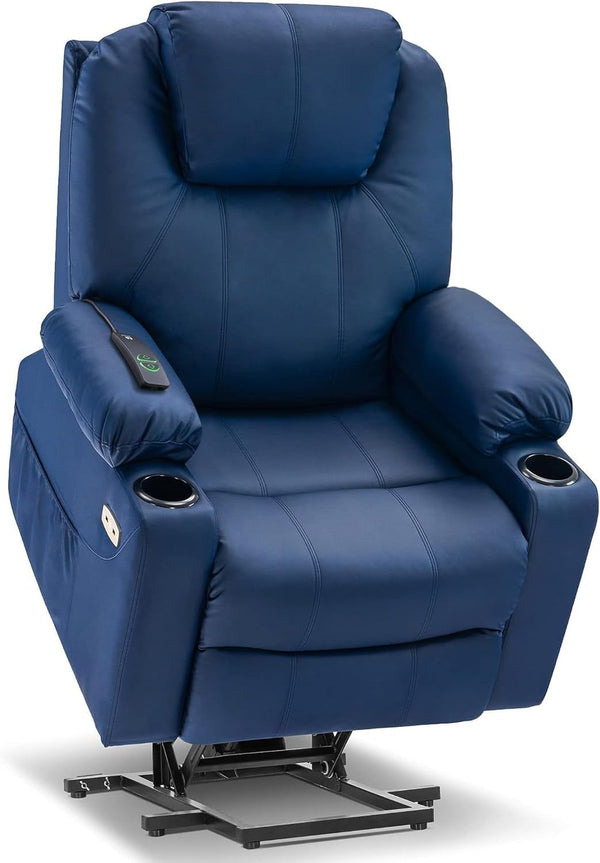 Electric Power Lift Recliner Chair With Massage And Heat Blue Medium