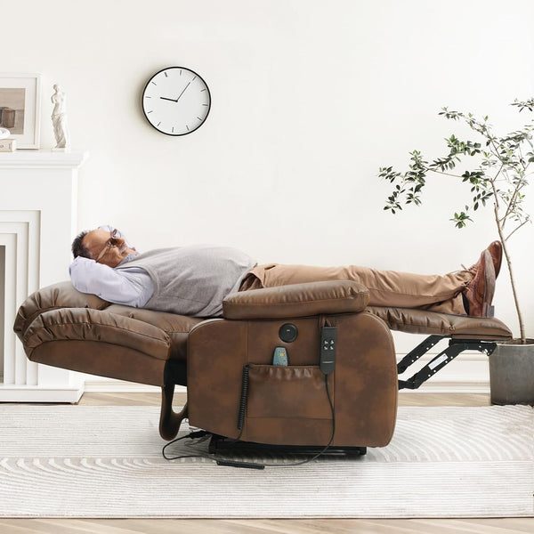 Dual Motor Lift Recliner Leather With Heat Massage