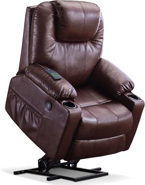 Electric Power Lift Recliner Chair Dark Brown Massage