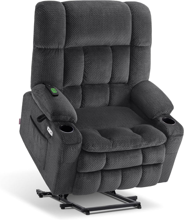 Dark Grey Wide Power Lift Recliner With Massage And USB