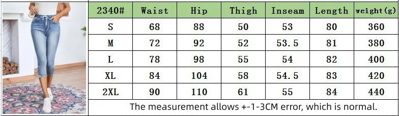 2025 Summer Women's Calf-Length Jeans Fashion Skinny High Stretch Elastic Waist Denim Pencil Pants Casual Slim Jeans S-2XL