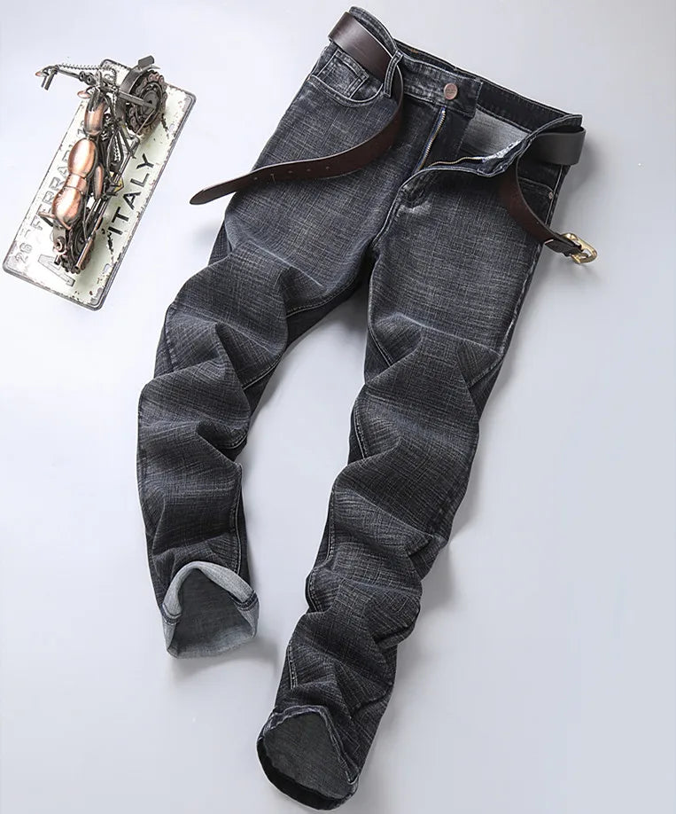 Blue Men's Stretch Jeans, Black Denim Trousers, Fashion Slim Casual Pants Asian Size 28-40