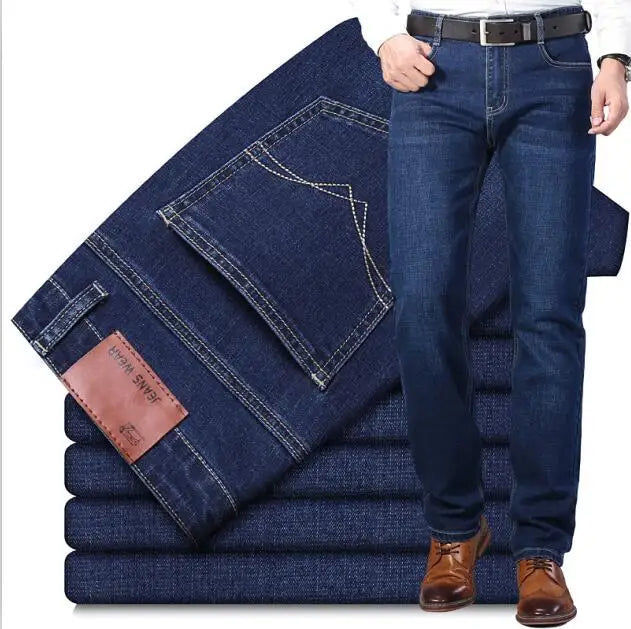 Blue Men's Stretch Jeans, Black Denim Trousers, Fashion Slim Casual Pants Asian Size 28-40