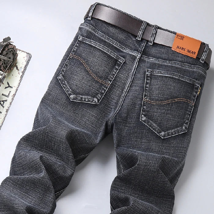 Blue Men's Stretch Jeans, Black Denim Trousers, Fashion Slim Casual Pants Asian Size 28-40