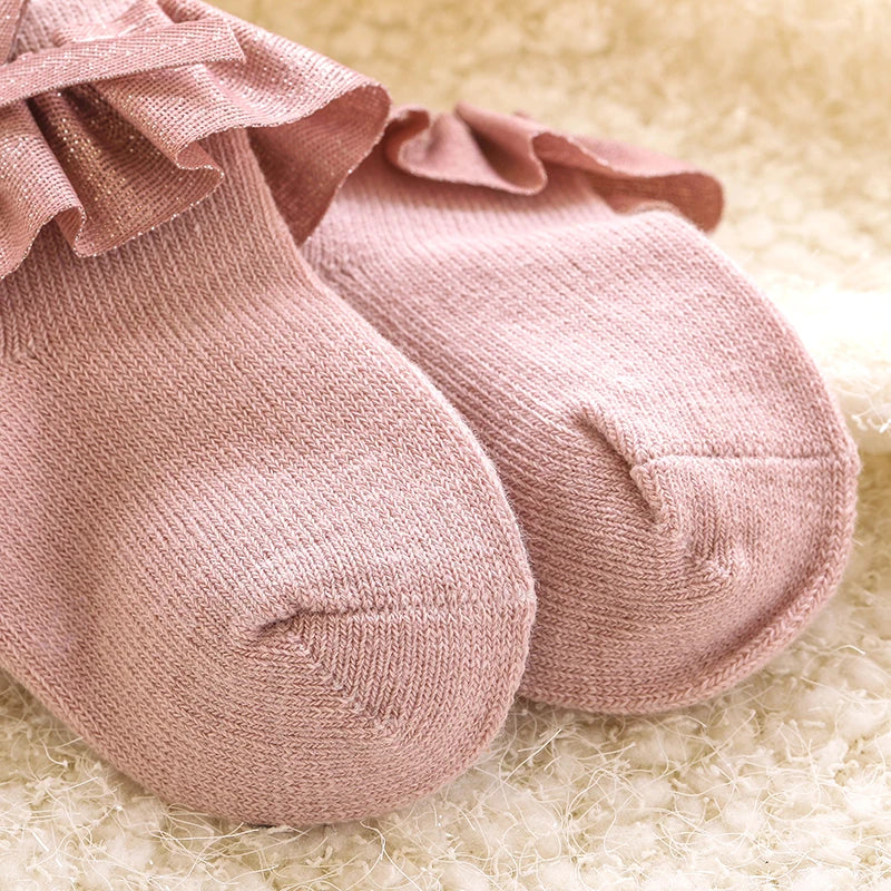0-12M Newborn Baby Lace Socks Bow Princess Socks Girls Infant Spring and Autumn Baby Cotton Socks Girls Breathable Ruffled Socks