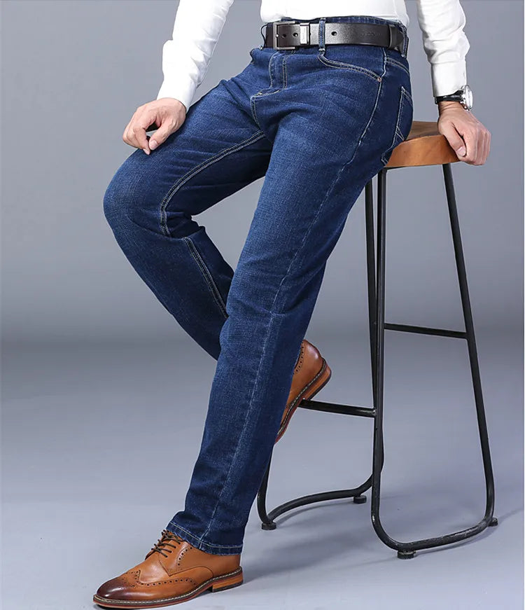 Blue Men's Stretch Jeans, Black Denim Trousers, Fashion Slim Casual Pants Asian Size 28-40