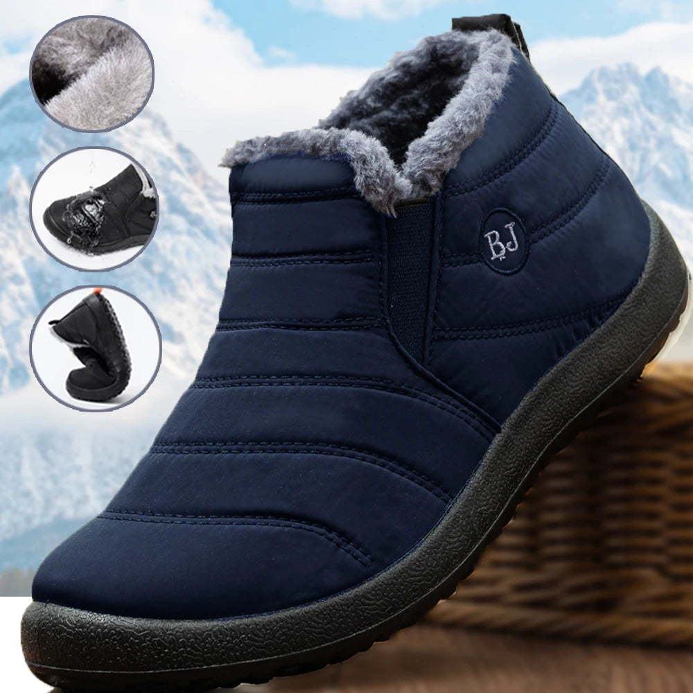 Bottes pour hommes, bottes d'hiver imperméables, bottes de neige légères et chaudes avec fourrure, chaussures pour hommes, grandes tailles jusqu'à 47, bottines unisexes à enfiler, chaussures décontractées