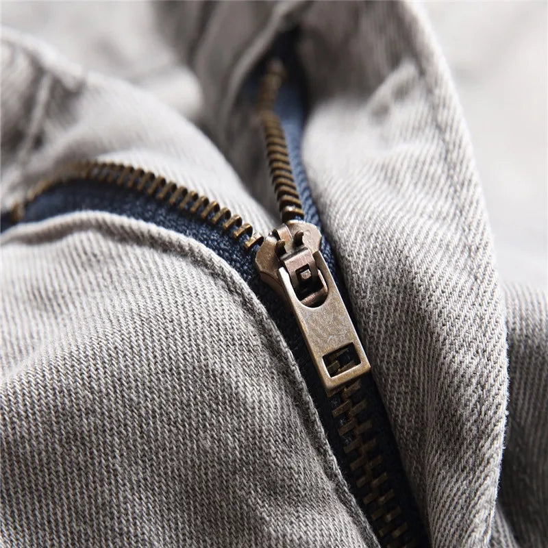 Mens Jeans Large-size Straight Light Gray Denim Trousers Spring and Autumn Full Length Male Pants Ripped Jeans