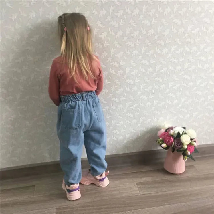 2024 Autumn And Winter New Jeans Baby Girl Clothes Baby Boy Clothes  High Waist Solid Color Warm Out Jeans Children's Clothing