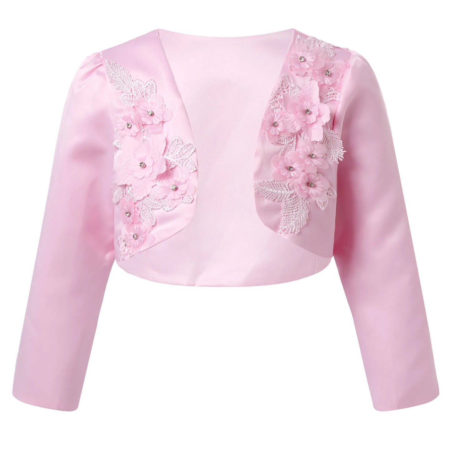 Flowers Beaded Girls Cardigan 3-12Y Girl Long Sleeve Jacket Wedding Dress Party White Bolero Girls Clothes Outerwear Girls Coat