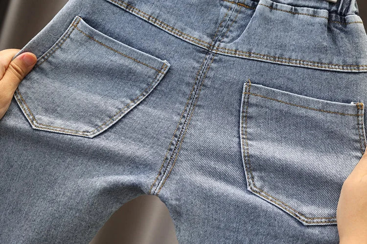 Ropa de primavera para niñas, pantalones vaqueros holgados de pierna recta para bebés, ropa para niñas, pantalones vaqueros para exteriores que combinan con todo