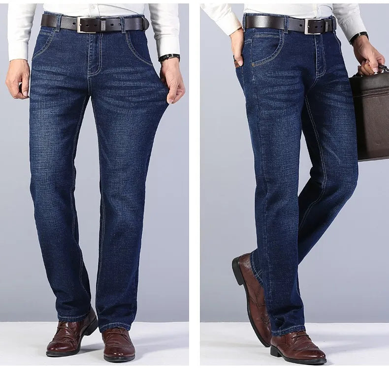 2022 Cotton Men's Jeans Denim Pants Brand Classic Clothes Overalls Straight Trousers for Men Black