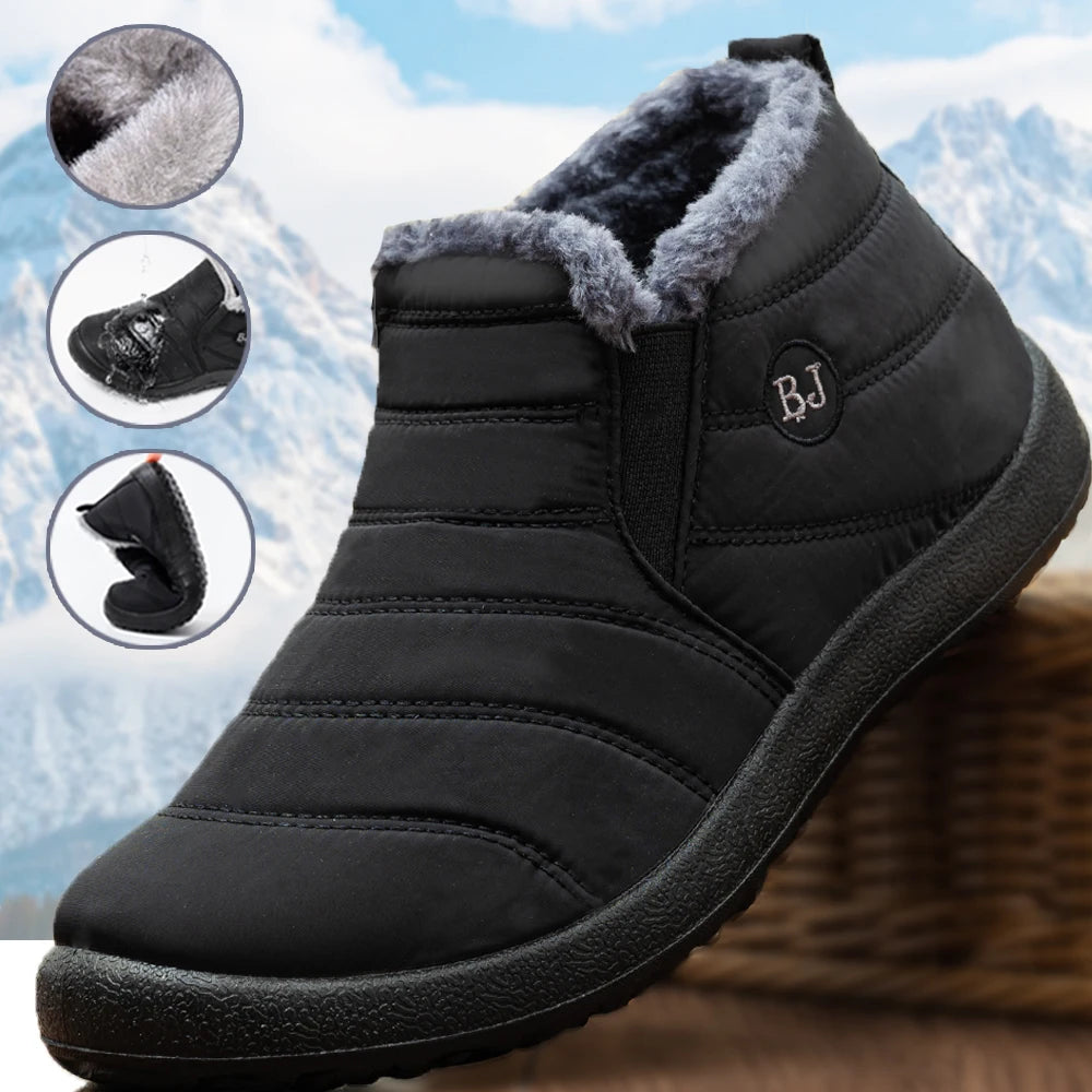 Bottes pour hommes, bottes d'hiver imperméables, bottes de neige légères et chaudes avec fourrure, chaussures pour hommes, grandes tailles jusqu'à 47, bottines unisexes à enfiler, chaussures décontractées