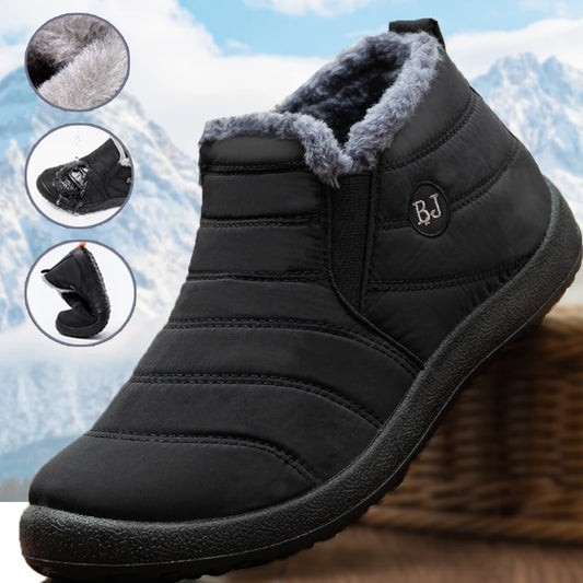 Botas de hombre impermeables, botas de invierno ligeras, botas de nieve con forro polar, zapatos de hombre de tallas grandes (47), botines unisex sin cordones, zapatos casuales.