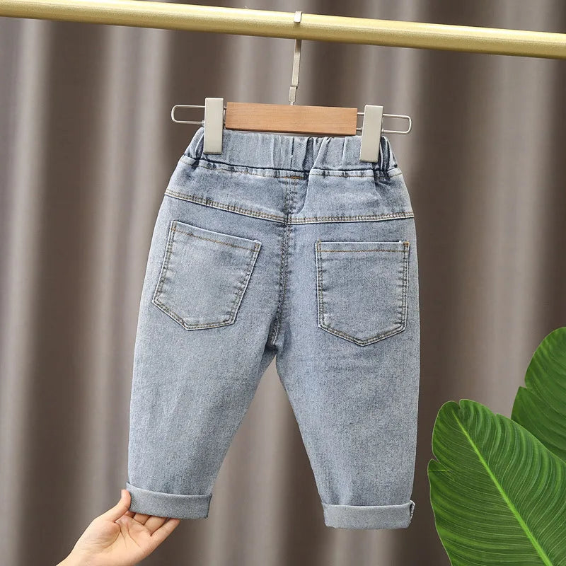 Ropa de primavera para niñas, pantalones vaqueros holgados de pierna recta para bebés, ropa para niñas, pantalones vaqueros para exteriores que combinan con todo