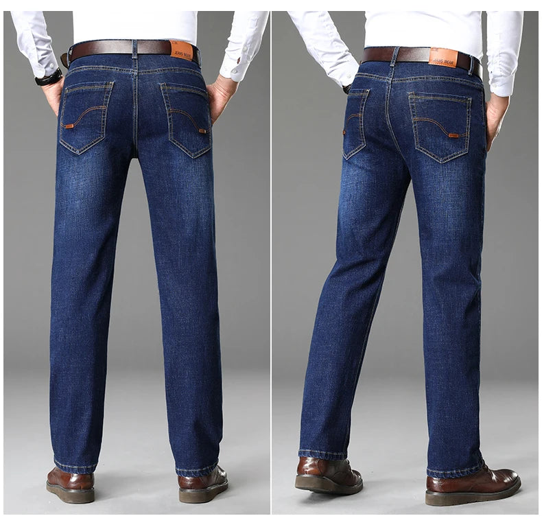 Blue Men's Stretch Jeans, Black Denim Trousers, Fashion Slim Casual Pants Asian Size 28-40