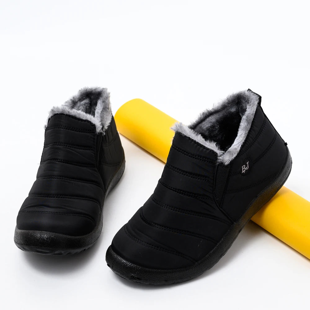 Bottes pour hommes, bottes d'hiver imperméables, bottes de neige légères et chaudes avec fourrure, chaussures pour hommes, grandes tailles jusqu'à 47, bottines unisexes à enfiler, chaussures décontractées