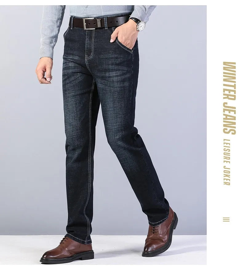 2022 Cotton Men's Jeans Denim Pants Brand Classic Clothes Overalls Straight Trousers for Men Black