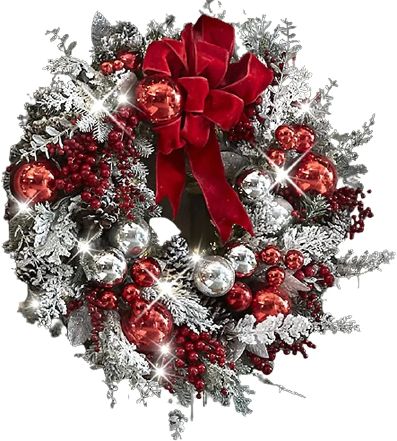 Guirnalda de flores navideñas de PVC flocado, guirnalda colgante para árbol de Navidad, decoración artificial para el hogar.