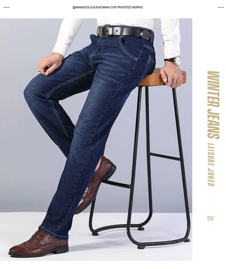 2022 Cotton Men's Jeans Denim Pants Brand Classic Clothes Overalls Straight Trousers for Men Black