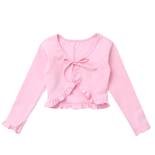 Cute Long Sleeves Flower Girl Casual Ruffle Lace Cloaks Cape Kids Bolero Jacket For Wedding Princess Outwear Shawl Cardigan Coat