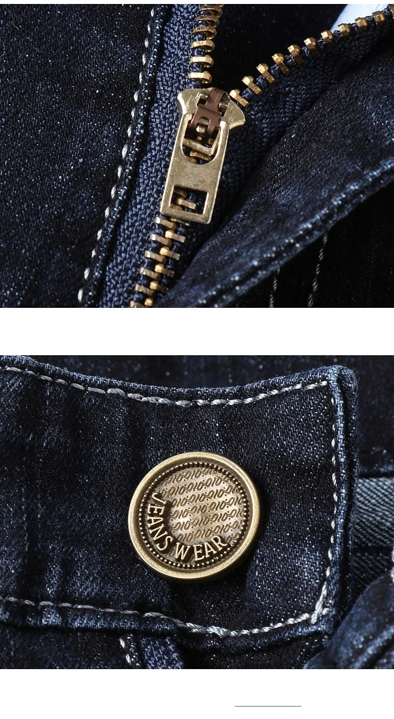 2022 Cotton Men's Jeans Denim Pants Brand Classic Clothes Overalls Straight Trousers for Men Black