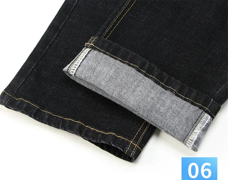 Blue Men's Stretch Jeans, Black Denim Trousers, Fashion Slim Casual Pants Asian Size 28-40