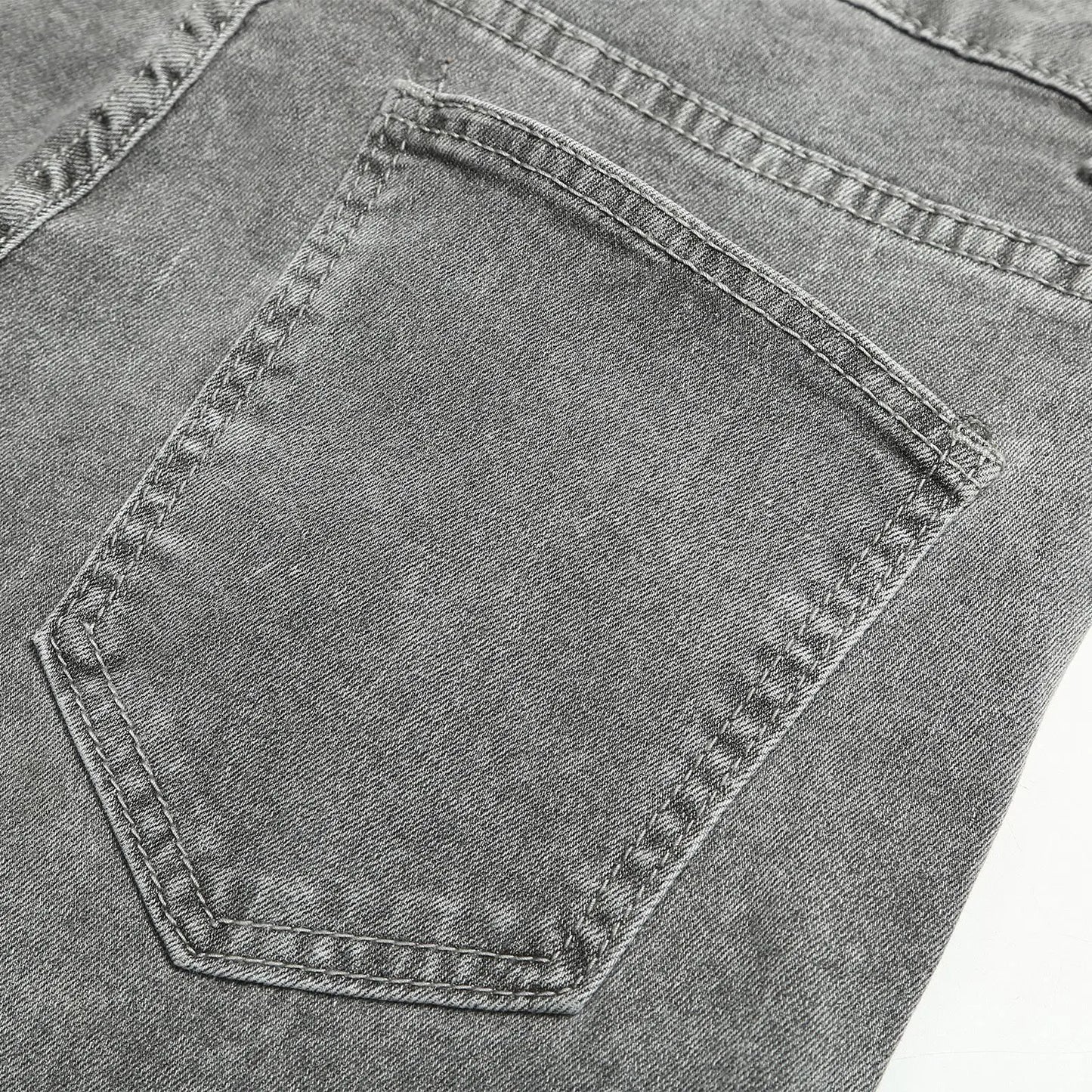 Pantalones vaqueros grises de color puro para hombre, cintura elástica, ajustados, elásticos, sin roturas, ropa de calle, color negro, 2021