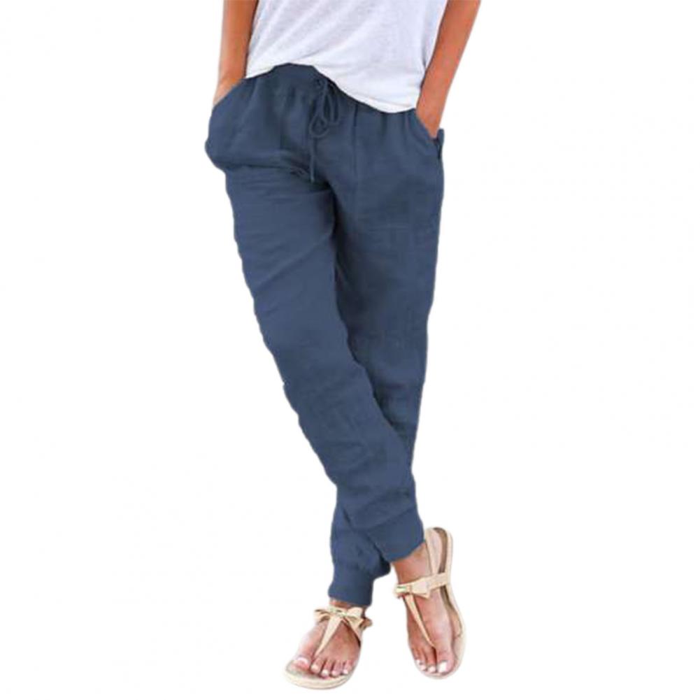 80% Dropshipping!!New Women Pants Sweat Absorbent Pockets Solid Color Elastic Waist Drawstring Trousers Casual Pants S-3XL