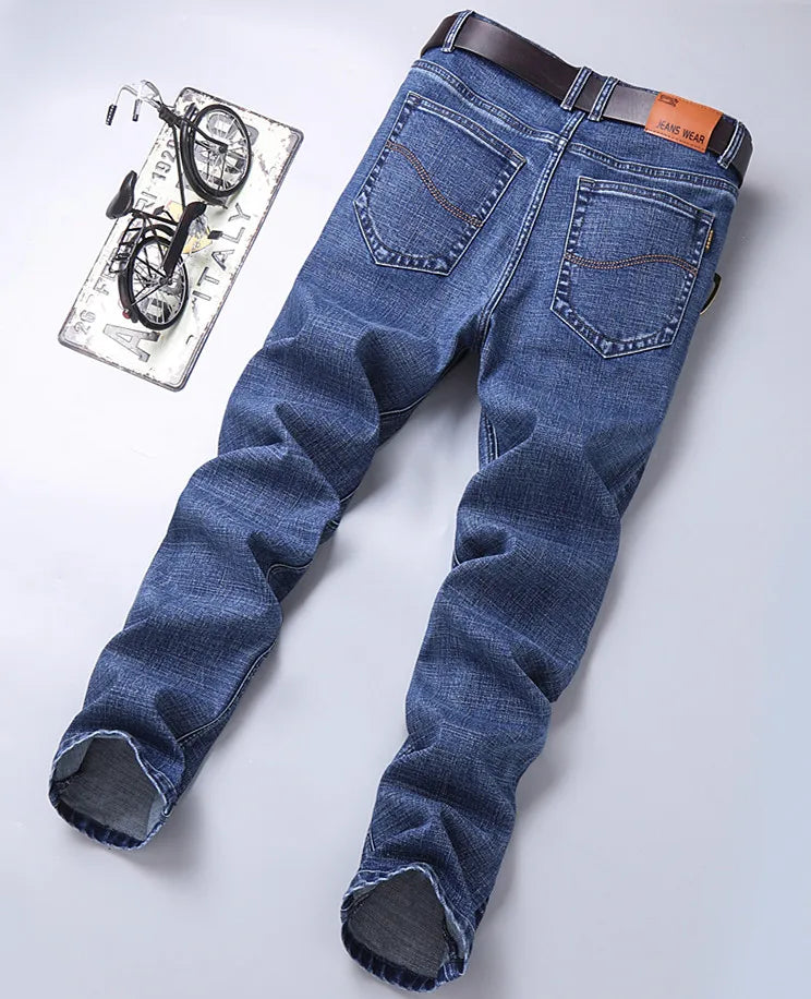 Blue Men's Stretch Jeans, Black Denim Trousers, Fashion Slim Casual Pants Asian Size 28-40