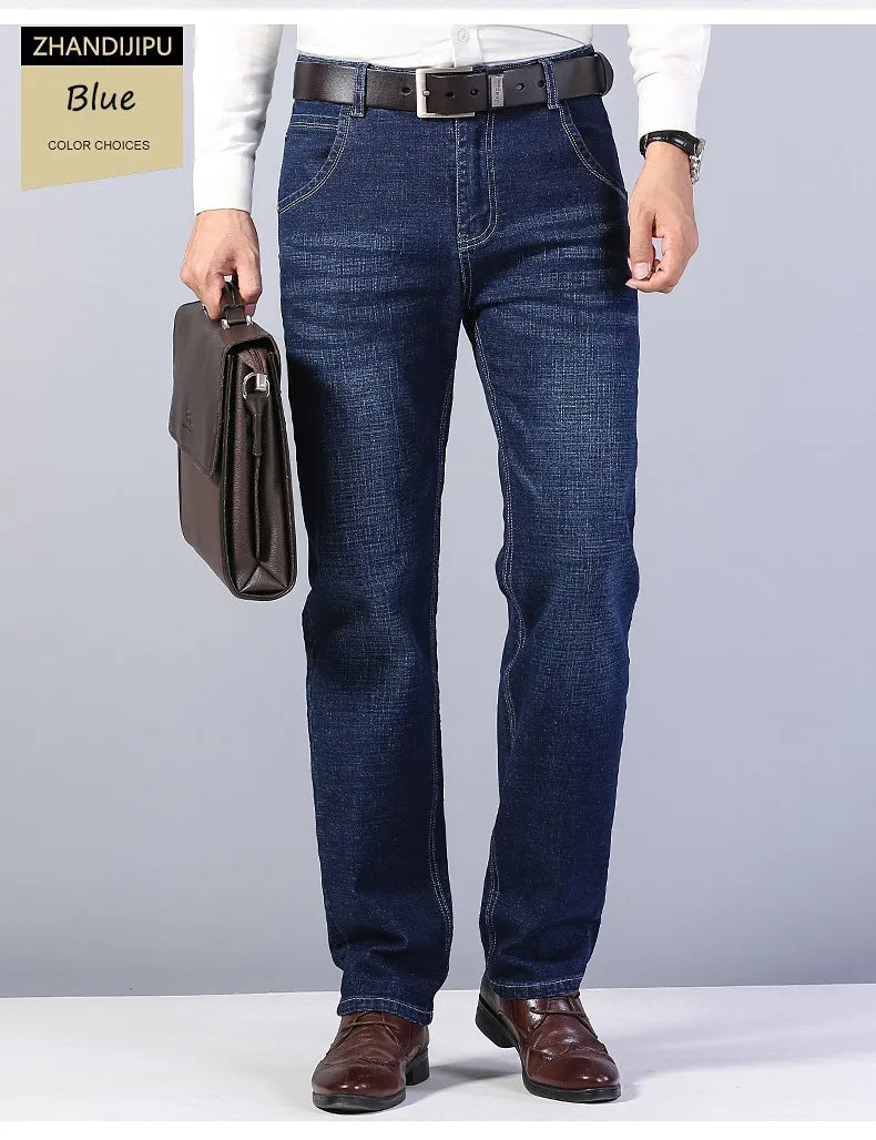 2022 Cotton Men's Jeans Denim Pants Brand Classic Clothes Overalls Straight Trousers for Men Black