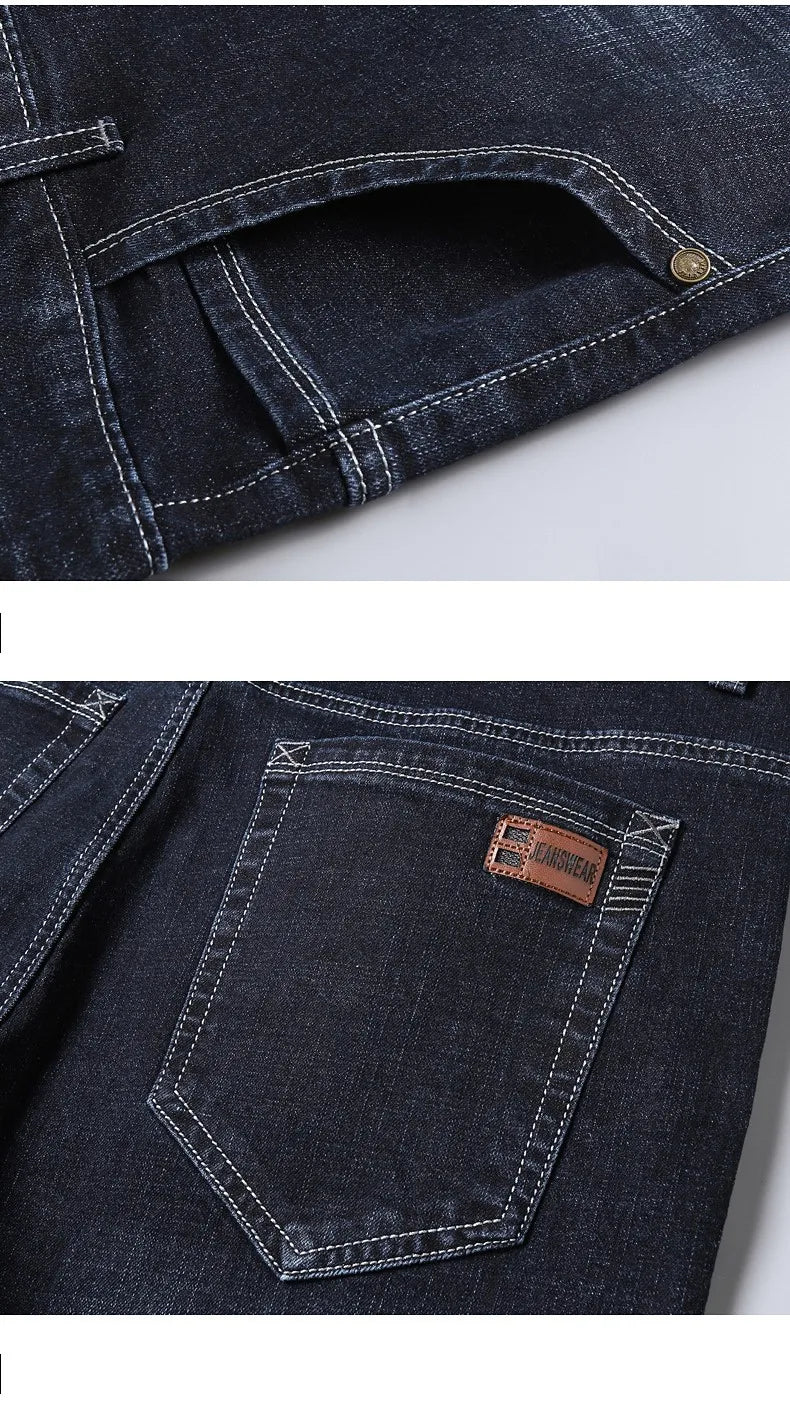 2022 Cotton Men's Jeans Denim Pants Brand Classic Clothes Overalls Straight Trousers for Men Black