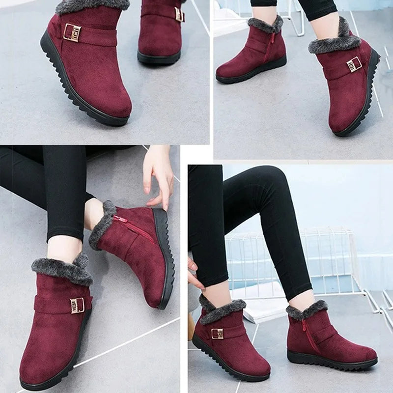 Woman Shoes Woman Winter Snow Boots Warm Ankle Boots Platform Rubber Female Boots Winter Snow Footwear Lady Low Heel Shoes