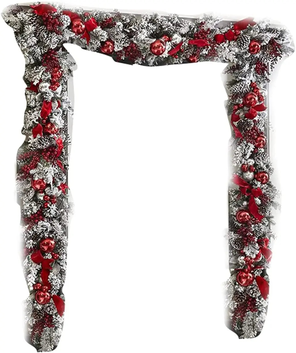 Guirnalda de flores navideñas de PVC flocado, guirnalda colgante para árbol de Navidad, decoración artificial para el hogar.