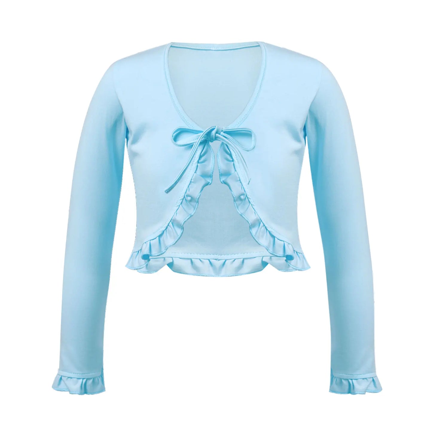 Cute Long Sleeves Flower Girl Casual Ruffle Lace Cloaks Cape Kids Bolero Jacket For Wedding Princess Outwear Shawl Cardigan Coat