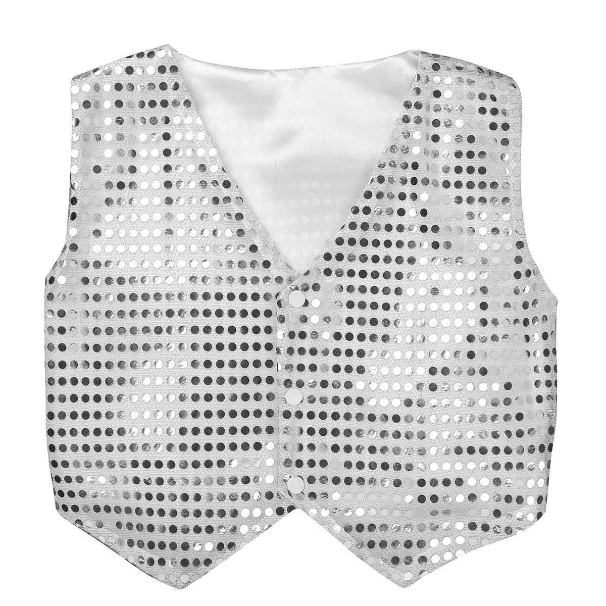 Kids Shiny Sequined Vest Jacket Hip-hop Jazz Stage Performance Dance Costumes Children Boys Choir Waistcoat Dancewear