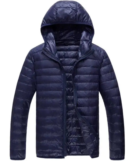 Royal Blue Hooded Parkas Men's Zipper Control Winter Jacket Fashion Hot Sale Jaqueta Plus Size S-5XL Lightweight Warm Coats