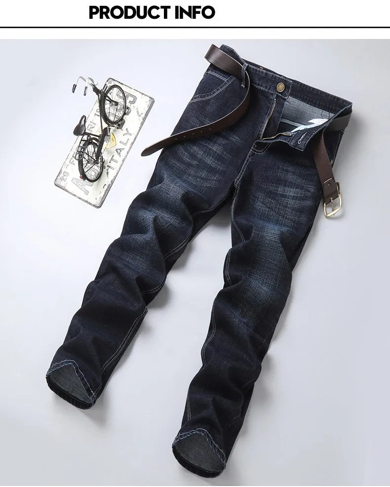 2022 Cotton Men's Jeans Denim Pants Brand Classic Clothes Overalls Straight Trousers for Men Black